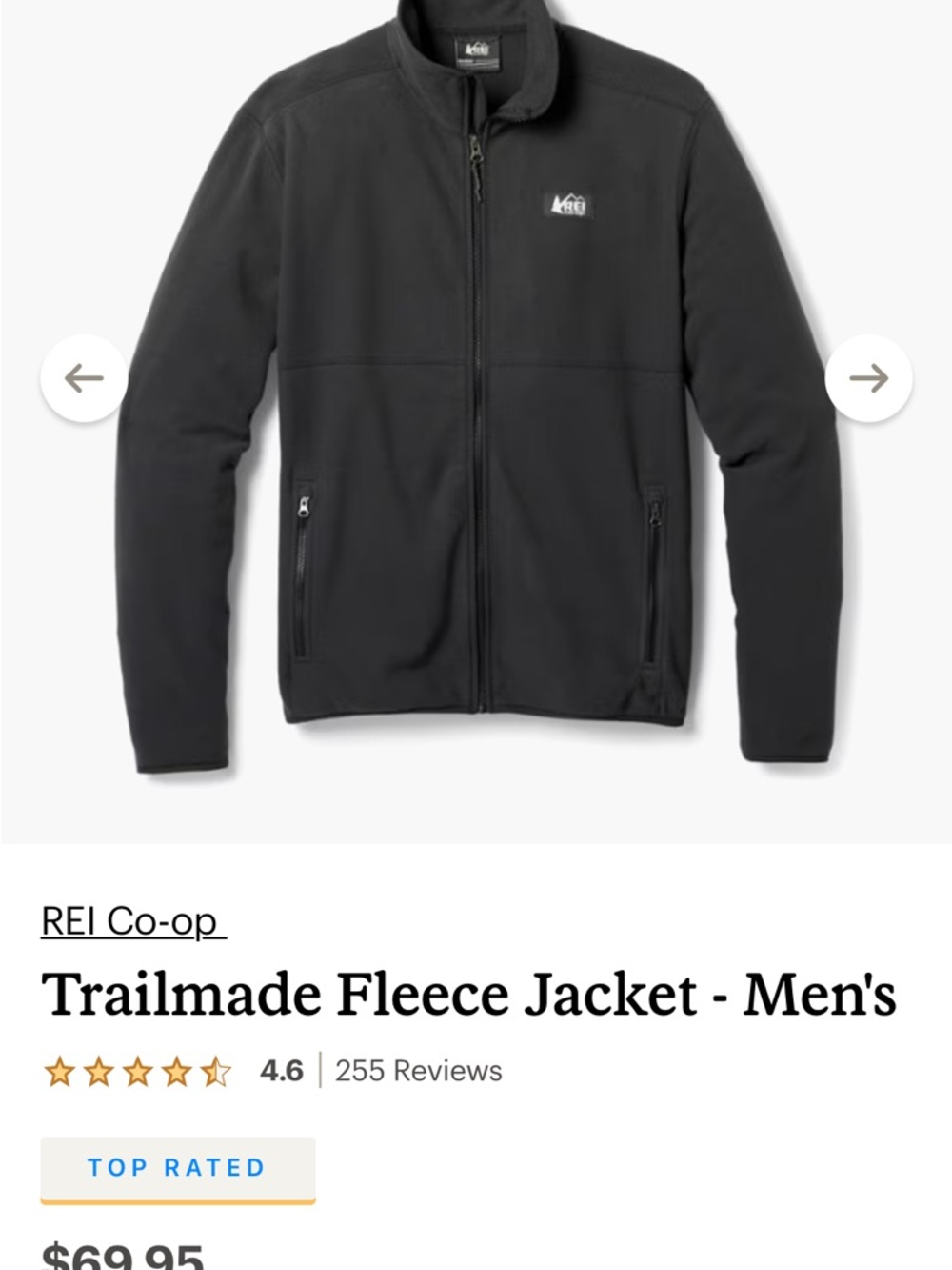 REI Men's Trailmade Fleece Jacket - Black